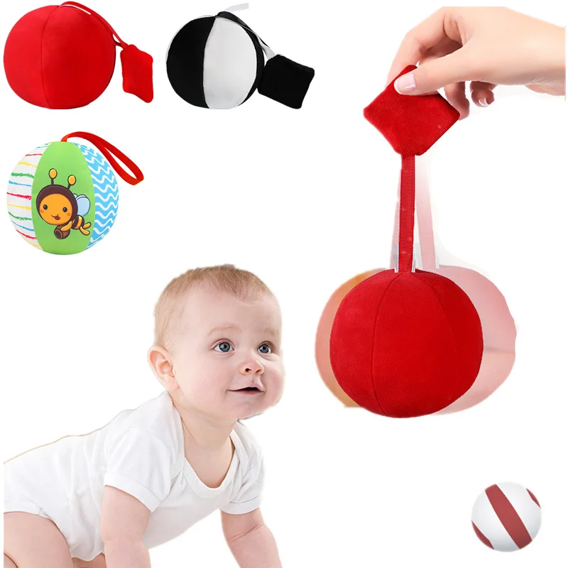 

Baby Toys Soft Cloth Ball Stimulate Vision Baby Play Ball With Bell Cartoon Animals Interactive Toy Educational Toys 0-12 Months