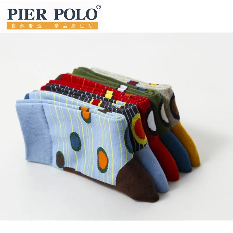 Brand men's latest design medium tube socks four seasons socks high quality business geometric pattern color men's cotton socks