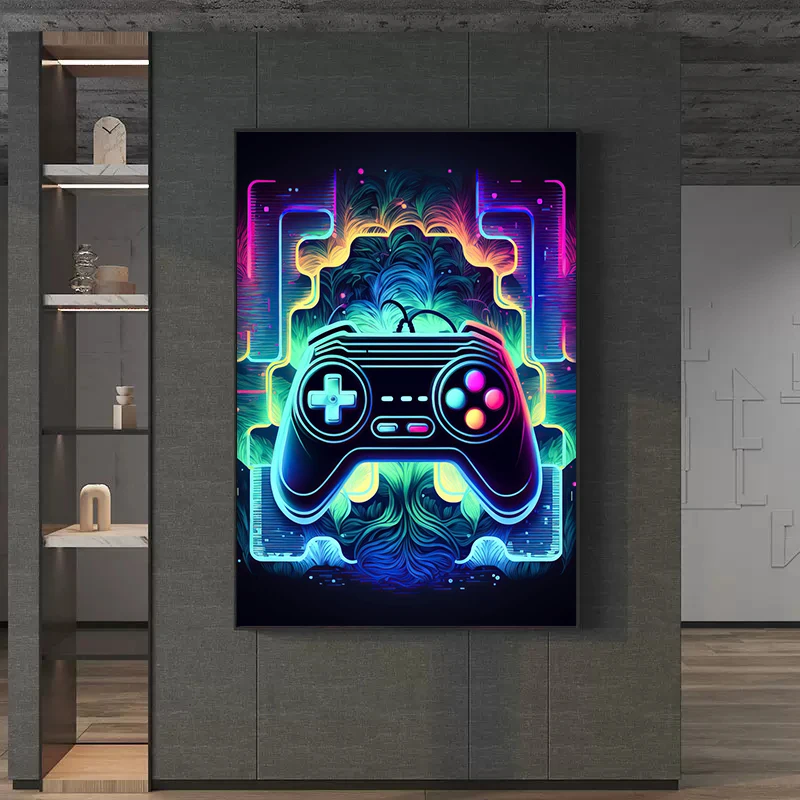 Неоновый игровой постер для геймеров Современная Картина на холсте настенное