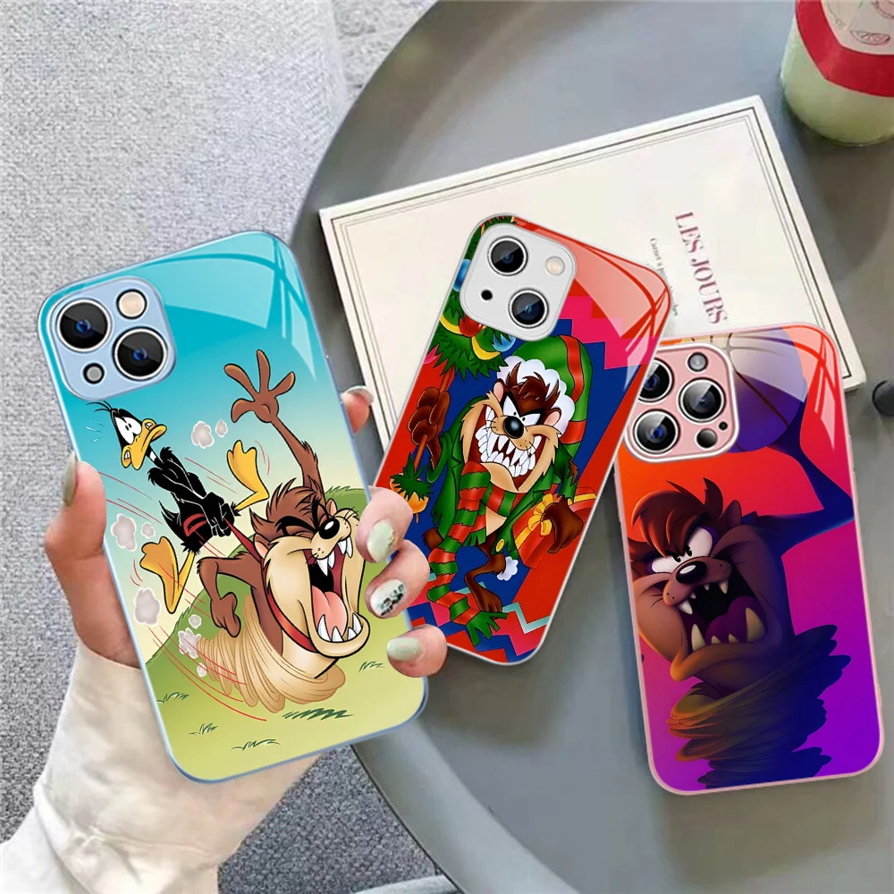 Cartoon T-Taz-Manias T-Tasmanians Phone Case Tempered Glass For Iphone 14 13 12 11 Pro Mini XS MAX 14Plus X XR Fundas