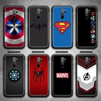 marvel superhero logo phone case for redmi 9a 9 8a note 11 10 9 8 8t pro max k20 k30 k40 pro