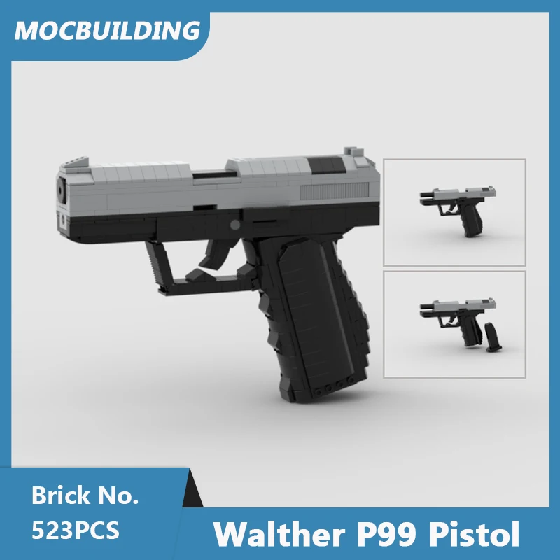 

Конструктор MOC Walther P99, модель пистолета «сделай сам», собранные кирпичи, развивающий креативный дисплей, детские игрушки, подарки, 523 шт.