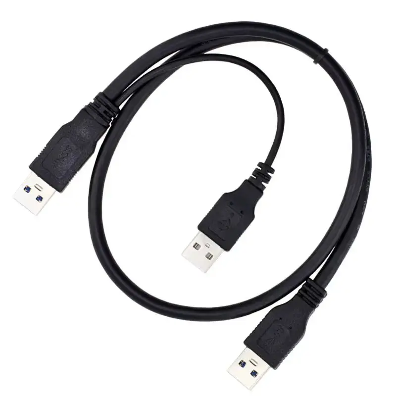 Фото Поставка черного цвета 0,5 м USB 2.0 3.0 Dual USB Male to Micro Mini USB A B C male Портативный кабель для хранения устройств с блоком питания №4