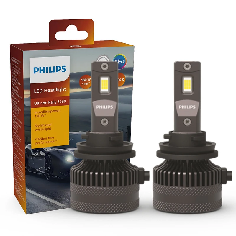 

Лампы Для Фар Philips LED Ultinon Rally, 15000 Лм, H4 H7 H8 H11 HB3 HB4 H19 HIR2 H1, 6500K, Белый Свет, Макс. 180 Вт, 12 В
