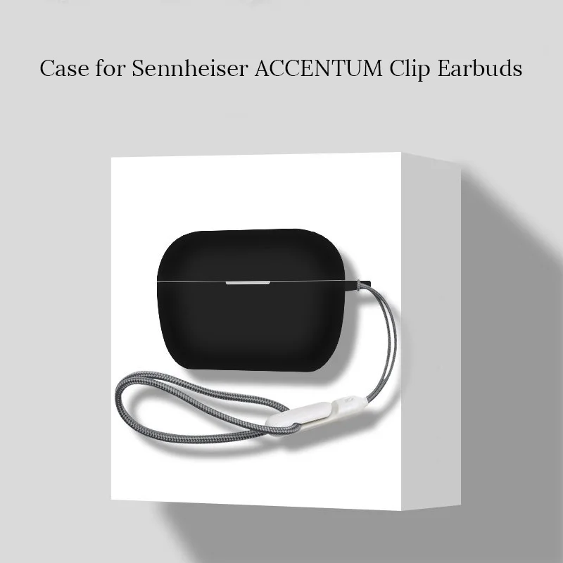Фото Мягкий силиконовый чехол для наушников Sennheiser ACCENTUM Clip Open-Ear, ударопрочный, защитный от падений, с ремешком для зарядного кейса №1