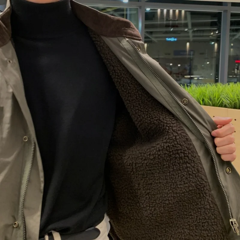 Winter Jacket Men Warm Fashion Casual Thicken Lamb Wool Jackets Mens Streetwear Korean Loose Thick Short Coat Mens Parker M-2XL