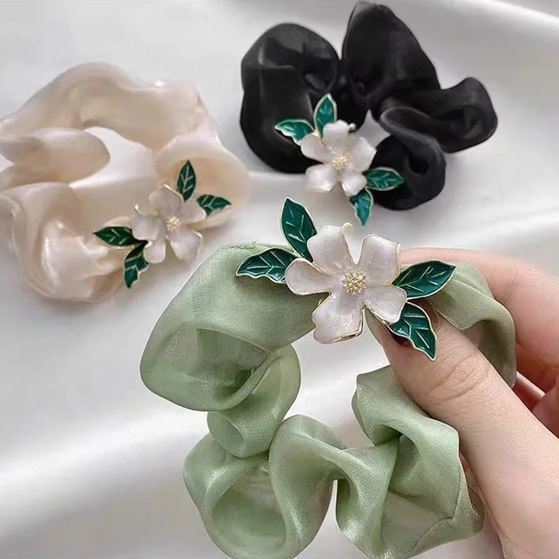 Элегантная женская веревка для волос с цветком гардении резинка шелковистая