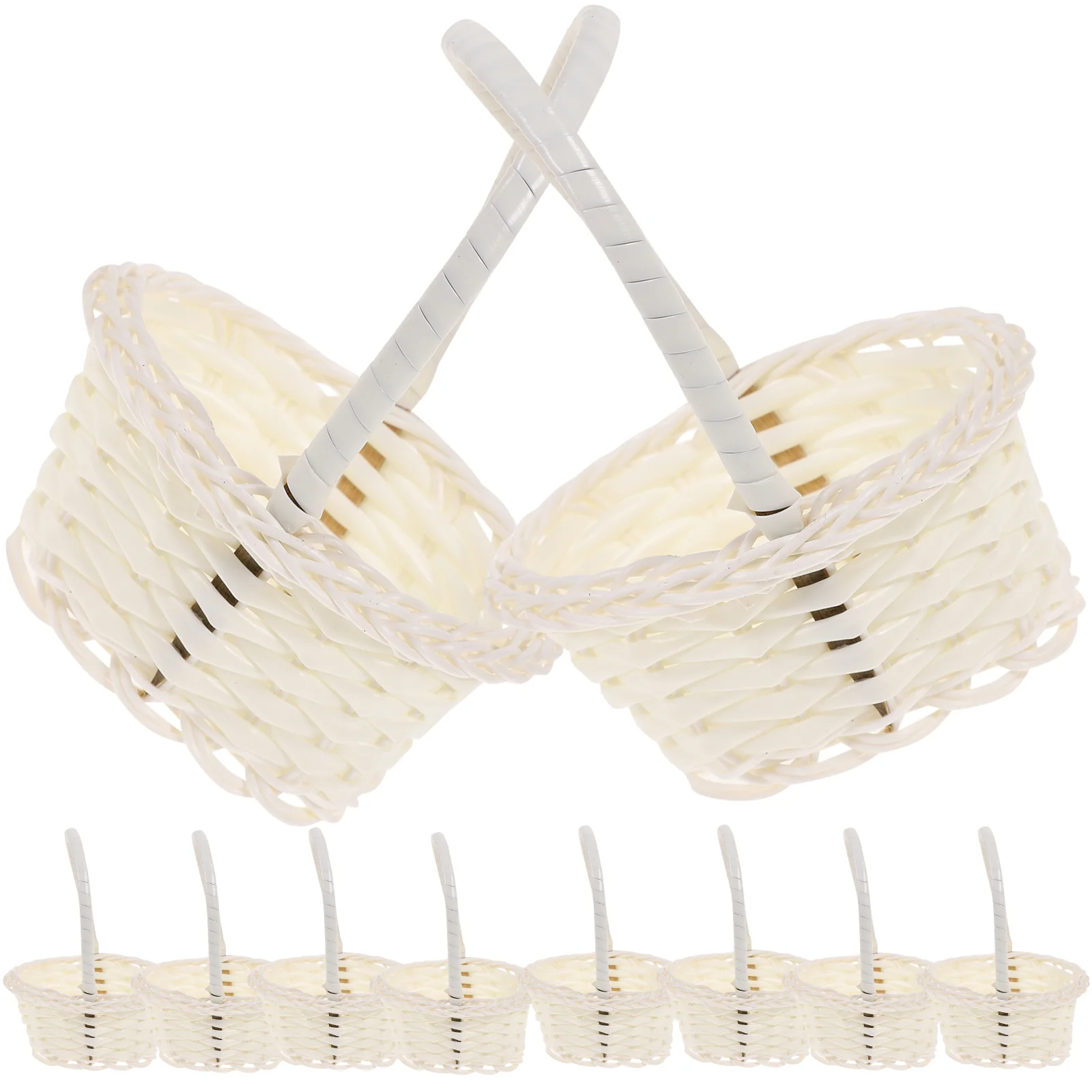 

10 Pcs Rattan Shopping Basket Multi-function Woven Vegetable Decorative Kids Weave Handheld Rustic Wedding Willow