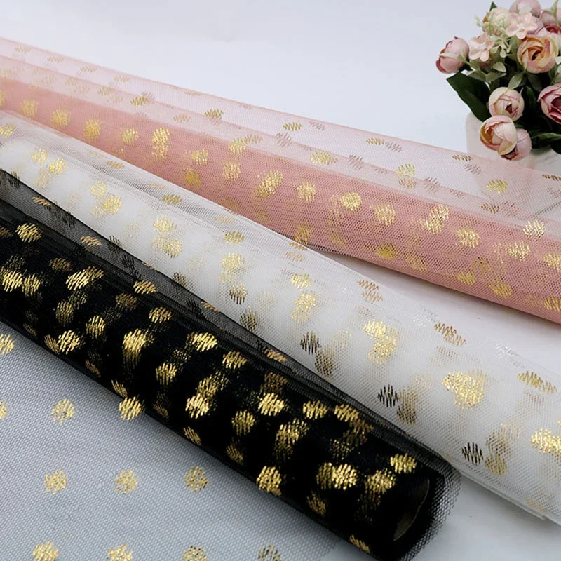 

50CM*5Y Flower Wrapping Paper Roll Floral Supplies for Fresh Flowers Dotes Mesh Florist Bouquet Packaging