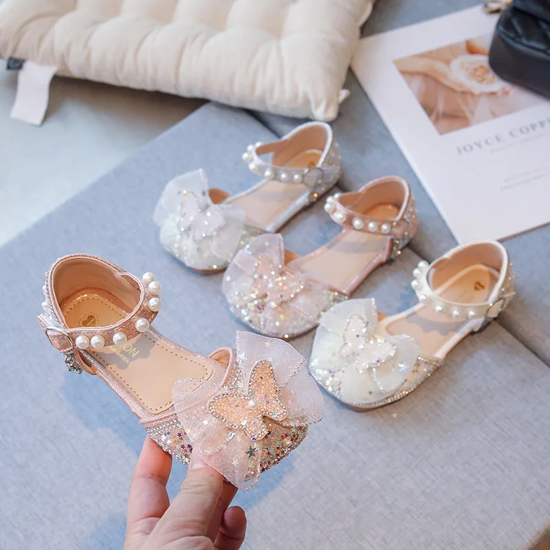

Size 21-36 Girls Princess Shoes 2023 Summer Children Sandals Party School Performance Shoes Girls Sequined Mary Jane Flats Shoes