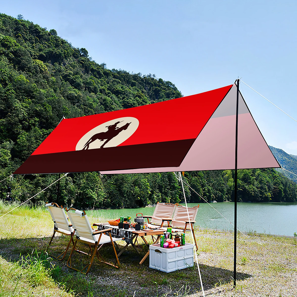 For A Large Group,cowboy Pattern Waterproof Lightweight Portable Foldable Uv Resistant Tent For Picnic,beach