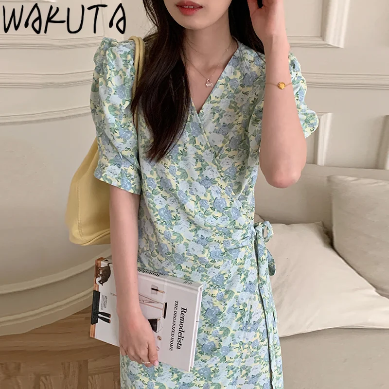 Winuta зеленое фиолетовое цветочное тонкое длинное женское летнее 2024 милое