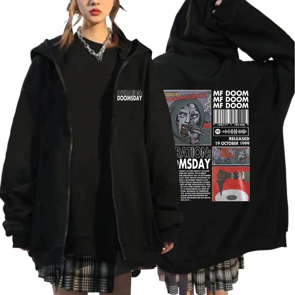 

Rapper Mf Doom Operation Doomsday Album Print Zipper Hoodie Man Oversized Zip Hooded Sportswear Men Fashion Zip Up Sweatshirt