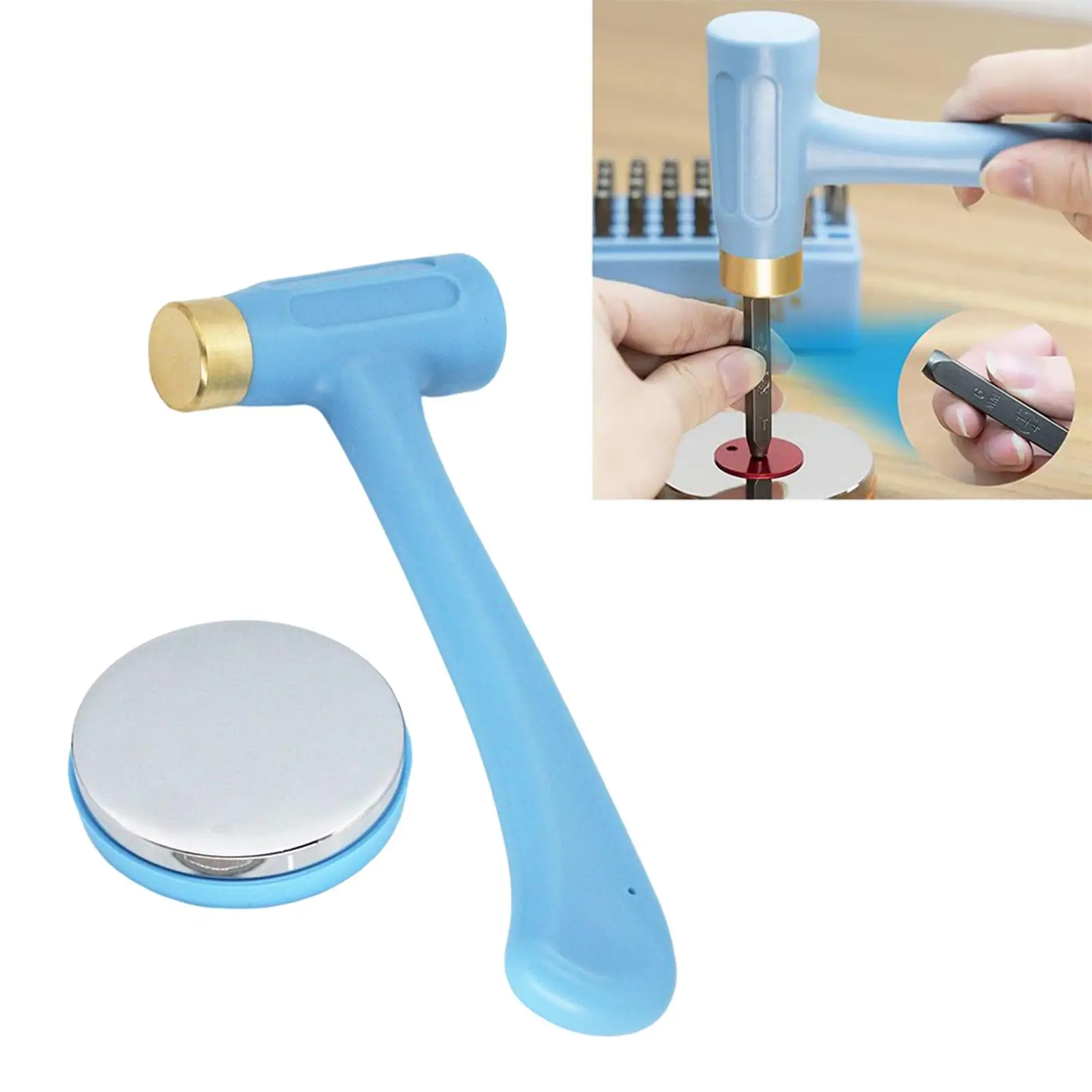 

Professional Jewelry Metal Stamps Hammer and Steel Block Set Leather Tool