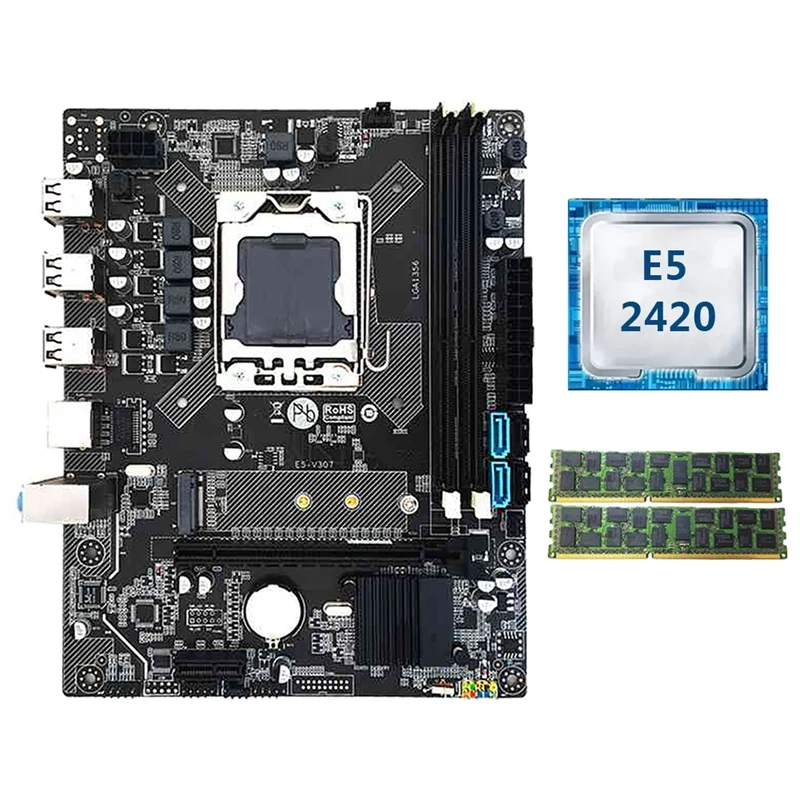 

X79 Motherboard LGA1356 Kit With E5 2420 CPU 8GB(2X4GB) DDR3 ECC RAM M.2 NVME SATA3.0 Motherboard For Xeon E5 CPU