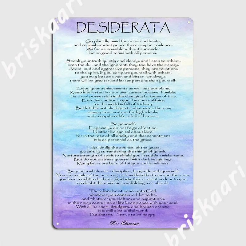 

Desiderata Poster Metal Plaque Plaques Wall Mural Club Bar Vintage Tin Sign Poster