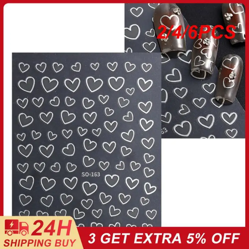 

2/4/6 шт., наклейки для ногтей в форме сердца