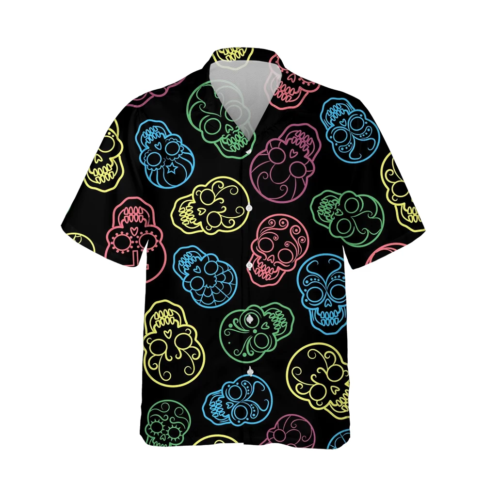 

Гавайская Мужская рубашка с забавным 3D-принтом черепа в стиле Харадзюку, повседневные свободные топы с коротким рукавом в стиле хип-хоп, кре...