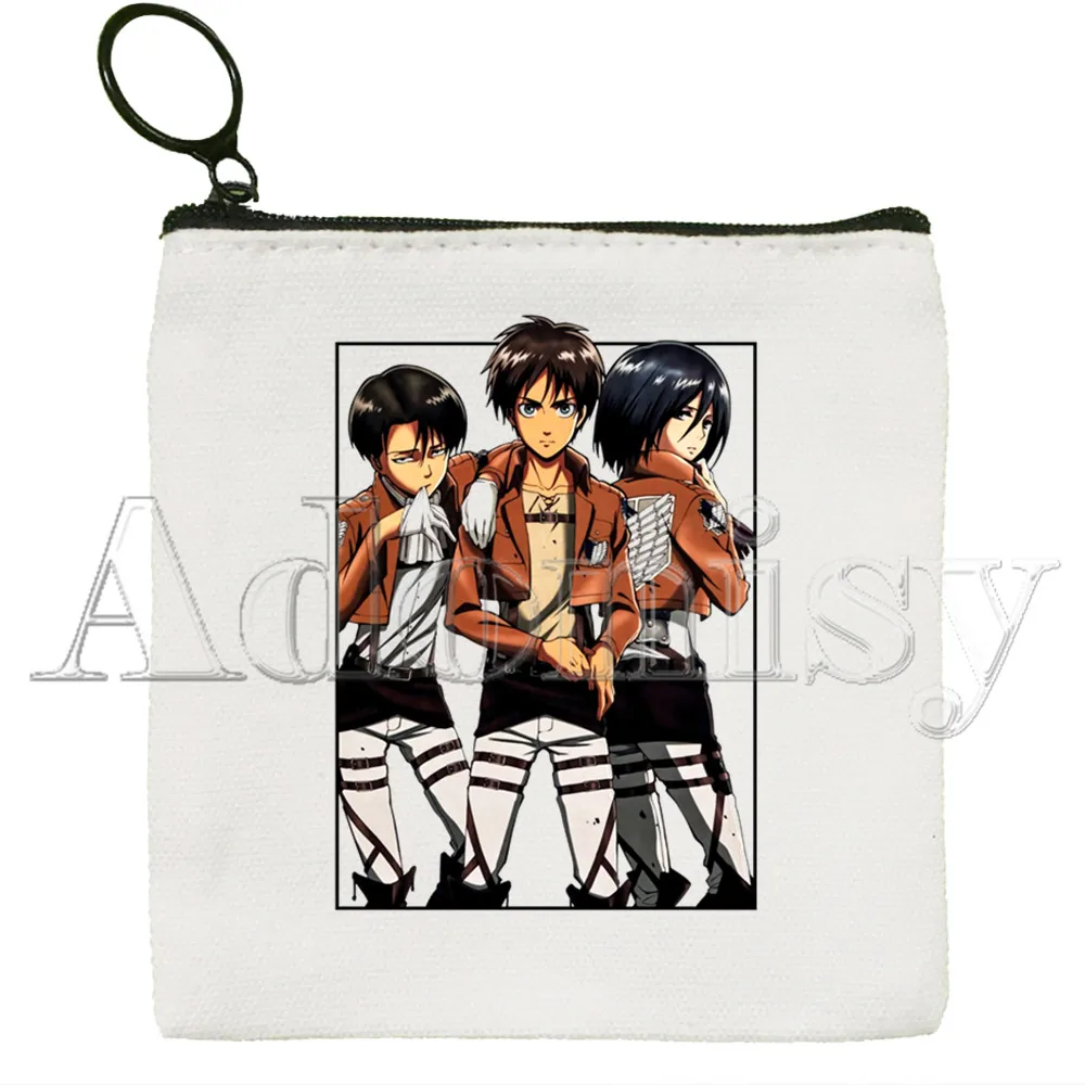 Attack on Titan Design Aesthetic Small Square Bag Coin Purse Storage Small Bag Card Bag Key Bag Coin Clutch Bag Zipper Key Bag
