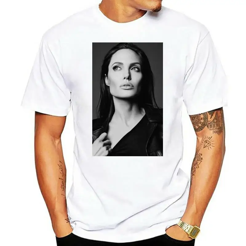 Angelina Jolie Men Unisex Or Women'S Fitted T-Shirt Brad Pitt Actress Tomb Rider For Youth Middle-Age Old Age Tee Shirt