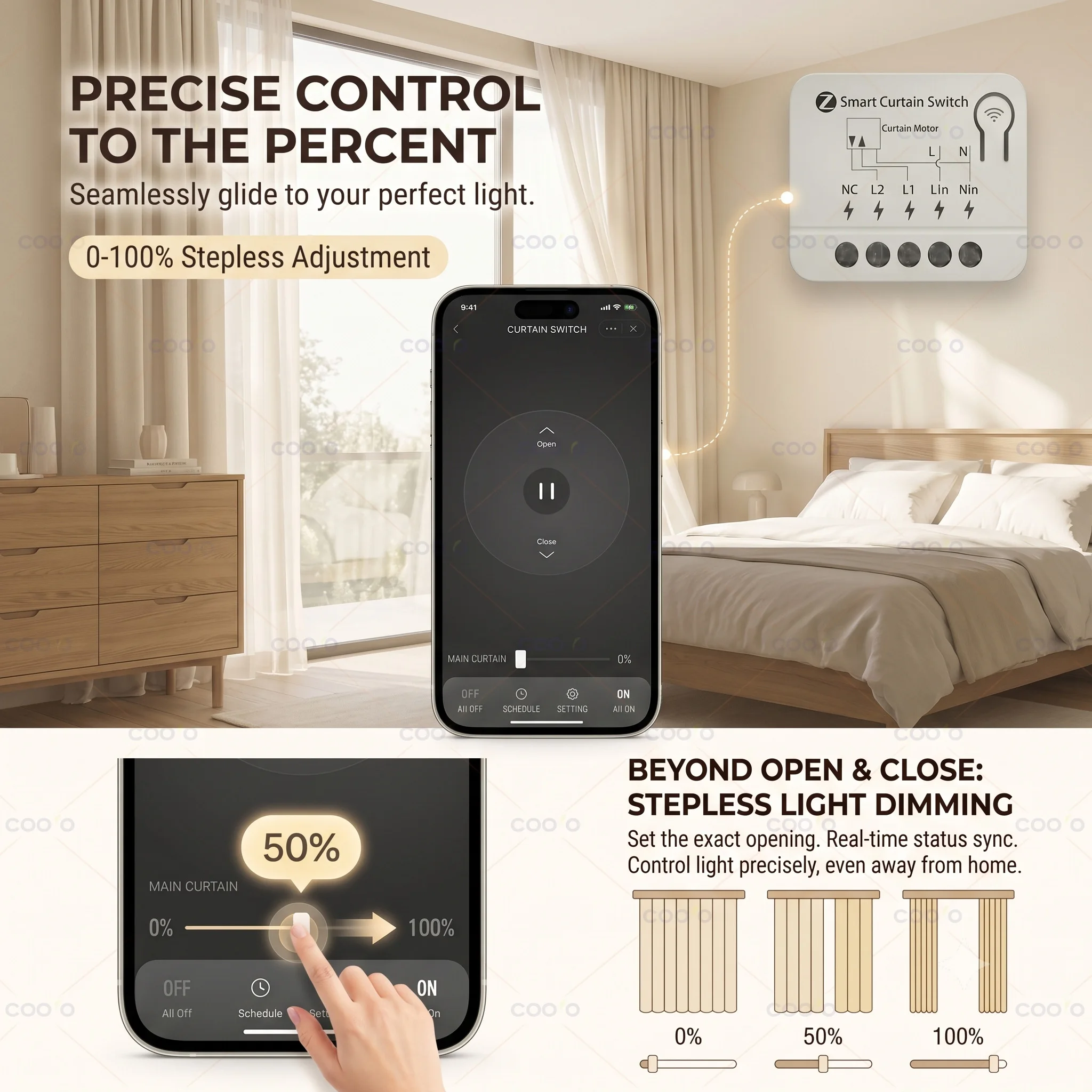 Фото Модуль умного выключателя для штор ZigBee 3.0 для моторов рулонных штор, поддержка голосового управления Alexa и Google Home для Tuya Hub Z2M №3