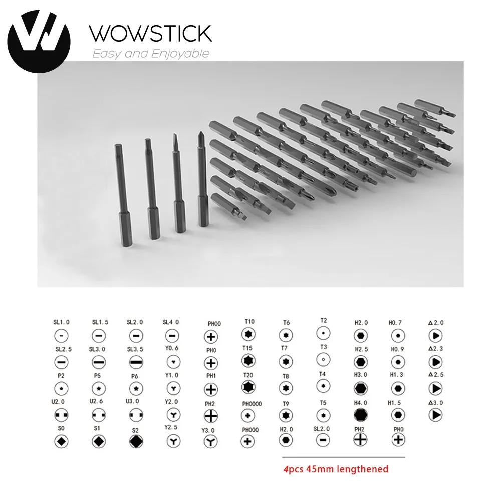 

Wowstick Electric Screwdriver Bits S2 Magnetic Cross Plum Blossom C4 International for Wowstick P+ Wowstick 1F+ Try Screwdriver