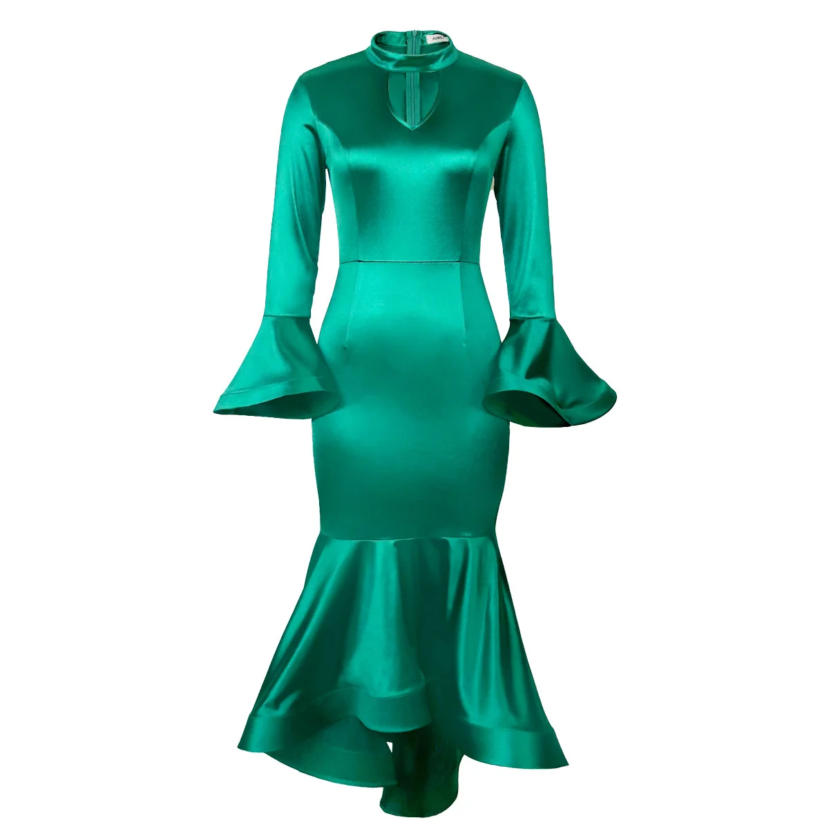 Plus Size New Women's Dress 2023 Large Small Standing Neck Hollow Out Dress Comfortable Flare Sleeve Ruffle Dress Dresses