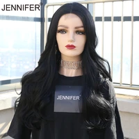synthetic 22inch lace wigs for women black long wave high temperature fiber hair middle parting hair dailycosplay