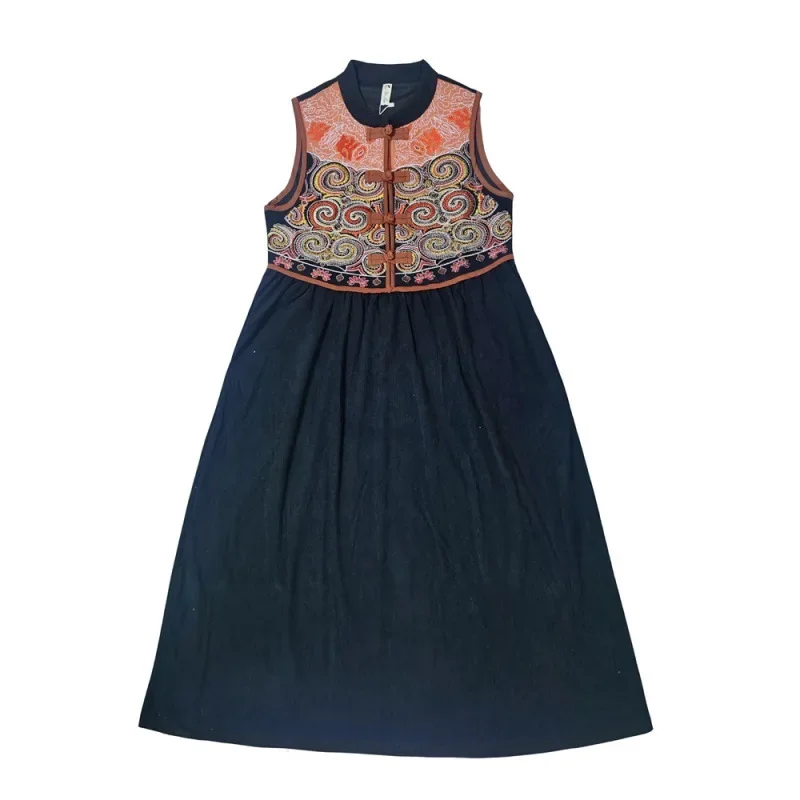 Новинка 2024 женское платье-жилет винтажное модное платье с воротником-стойкой в