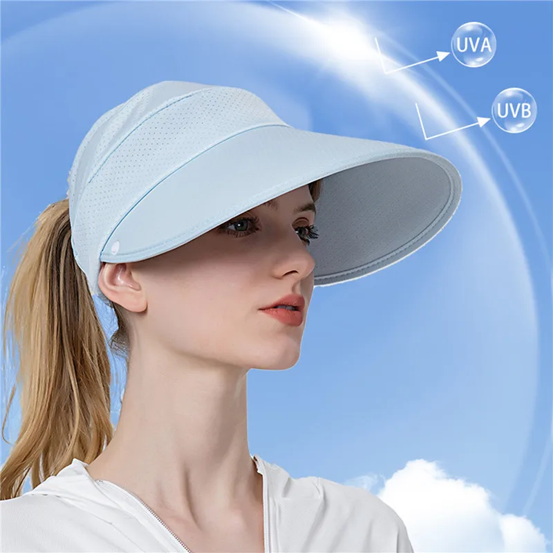 

Summer Women's Neck Cover Hat Lady Wide Brim Sun Cap Anti UV Foldable Female Casual Outdoor Sport Hiking Ponytail Hat For Women