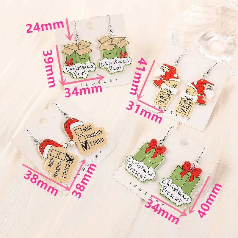1 пара рождественских серег-капель акриловые милые подарочные коробки