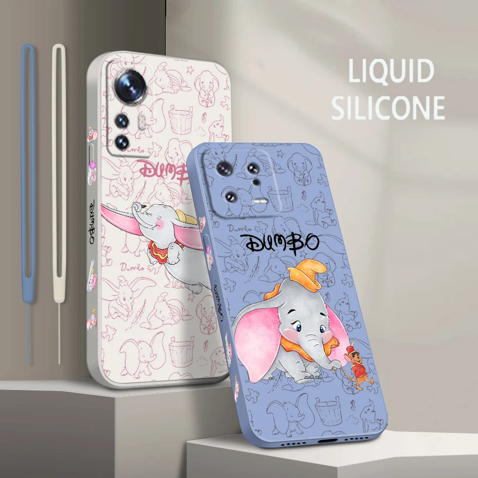 

Dumbo Cartoon Cute For Xiaomi Mi 13 12 12T 11 11T 10 10T 9 9SE Lite Pro Ultra A3 Liquid Left Rope Silicone Phone Case Coque Capa