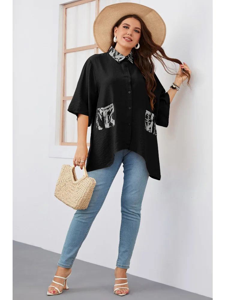 Loose irregular large-size shirt fashion explosion blouse plus size feminino T-Shirts