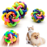 colorful ball with bell ringing pet dog cat toy rubber chew toy rainbow ball teddy bichon puppy training funny dogs supplies