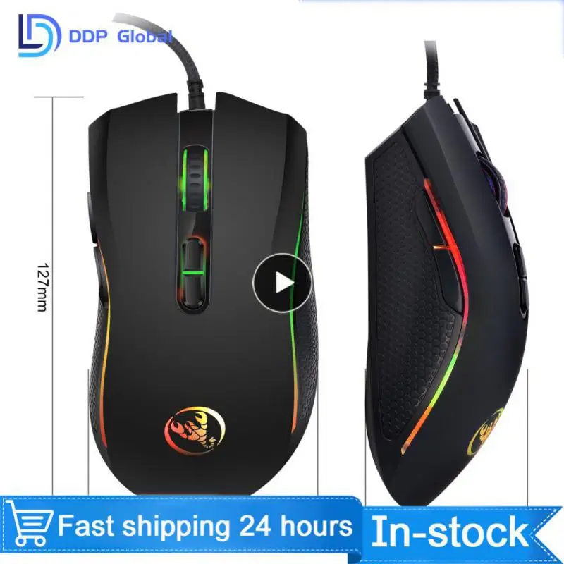 Высококачественная оптическая профессиональная игровая мышь Hongsund с 7 яркими цветами детской подсветки и эргономичным дизайном для LOL CS, 1 ~ 10 шт.