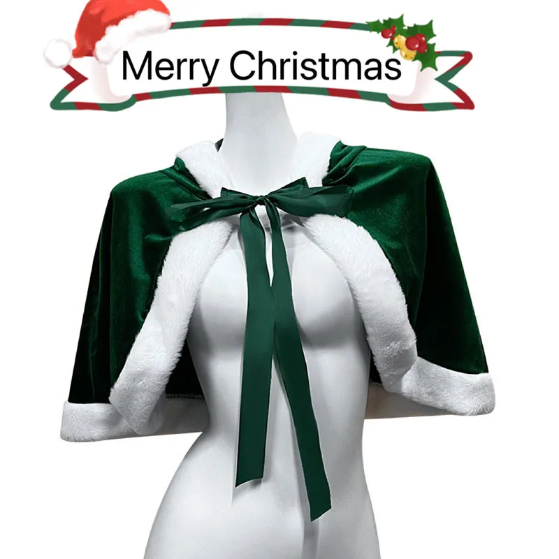 Шаль с заячьими ушками Рождество новинка 2024 Санта-Клаус косплей женский плащ