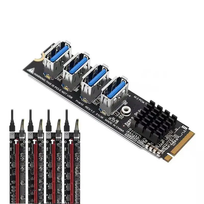 

Плата расширения M.2 PCIE для майнинга, 4-портовый адаптер MKEY PCI-E X1, модуль 1-4, плата расширения для BTC Minner Desktp PC Windows XP