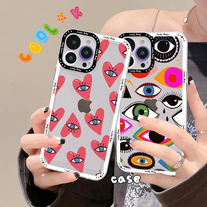 

Funny Turkish Lucky Blue Evil Eye Phone Case For iPhone 11 12 13 mini pro XS MAX 8 7 6 6S Plus X 5S SE 2020 XR clear case