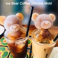 cute bear ice cube maker ice cube tray food grade silicone mold chocolate whiskey wine drink coffee ice cream cold drink maker