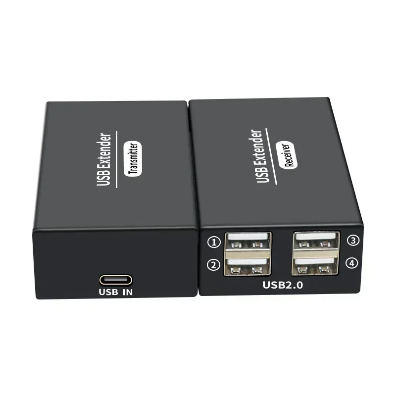 Удлинитель USB 2.0 на 120 м через Ethernet (RJ45, Cat6) с 4 портами: передатчик-приемник для клавиатуры, мыши, принтера, сканера, USB-накопителей (art.: 3920d14e196ef) - 3920d14e196ef