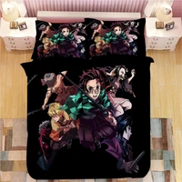 hot demon slayer kimetsu no yaiba sticker bed linen cartoon anime duvet covers pillowcases kids anime comforter bedding sets