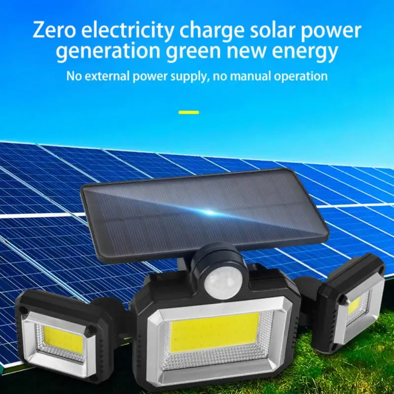 

Светодиодные водонепроницаемые уличные фонари на солнечной батарее с 3 датчиками движения