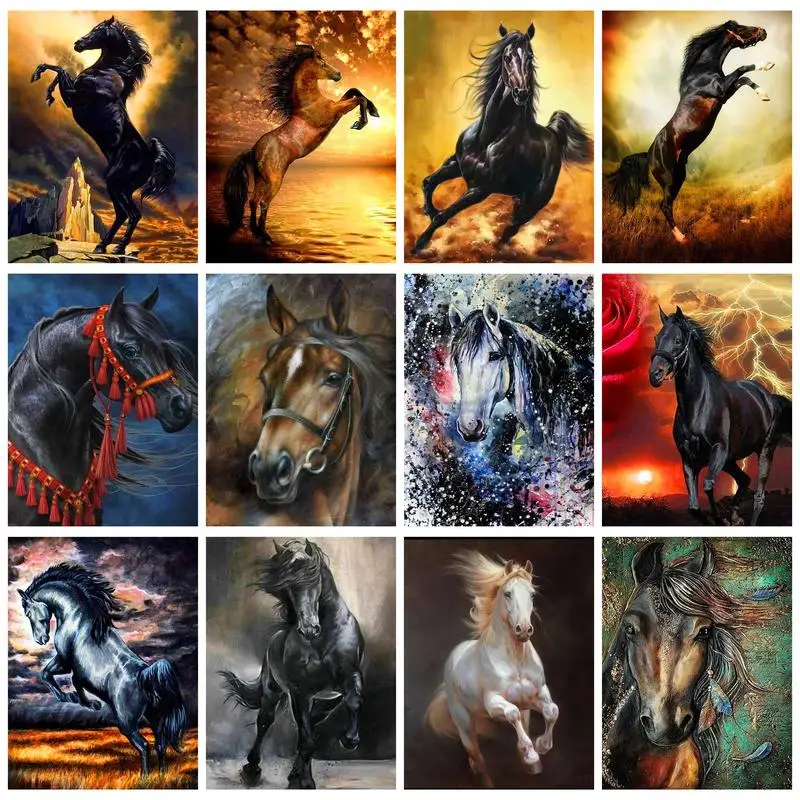 

GATYZTORY 40X50cm Painting By Numbers Cool Horse Handpainted Wall Decors Drawing On Numbers Paint Set For Adults Canvas Painting
