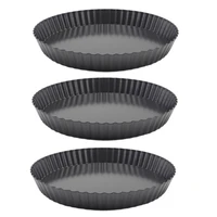3pcs non stick removable loose bottom quiche tart pan round pie pizza pan with removable base