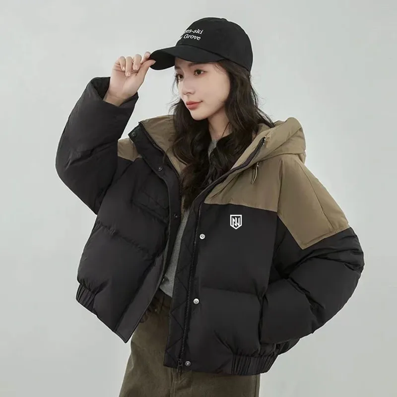 

Golf Wear 2023 Winter New Fashion Thickened Short Patchwork Hooded Warm Bread Windbreaker Jacket Golf Women Clothing 한국인 리뷰 많은