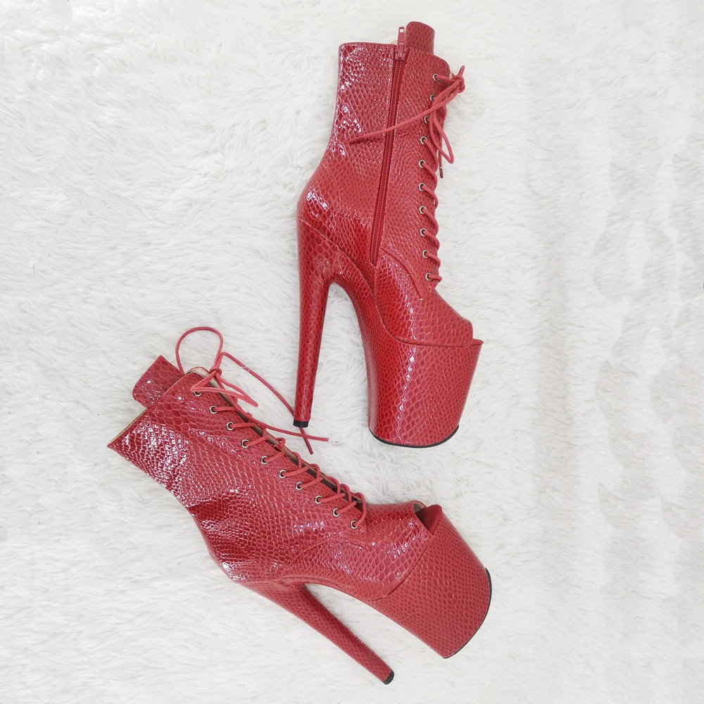 Leecabe 20cm/8inches Snake  upper Party  High Heel platform open toe  Pole Dancing boots