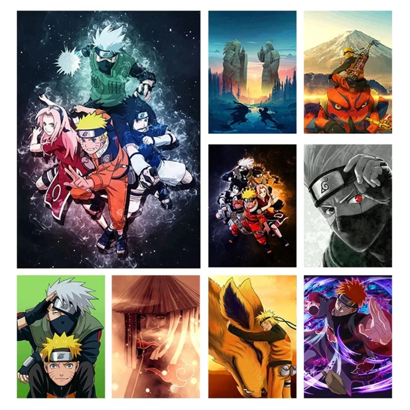 NARUTO Japanese Anime Uzumaki Naruto Poster Uchiha Sasuke Hatake Kakashi Decorative Wall Art Cute Wallpaper Children's ToysGifts