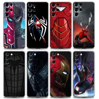 clear phone case for samsung s22 s21 s20 s10e s10 s9 plus lite ultra fe 4g 5g silicone case cover tony stark iron man spider man