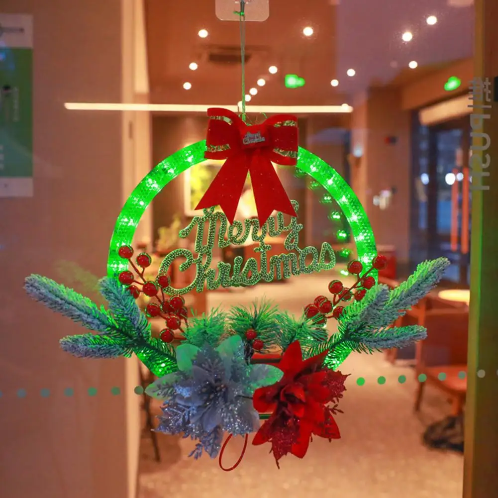 

Christmas Decorations Festive Glowing Christmas Wreath Led Light Ornament for Door Window Decoration Eye-catching Christmas