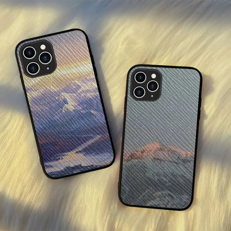 

Snow Mountain Painting Phone Case Hard Leather Case for iPhone 11 12 13 Mini Pro Max 8 7 Plus SE 2020 X XR XS Coque